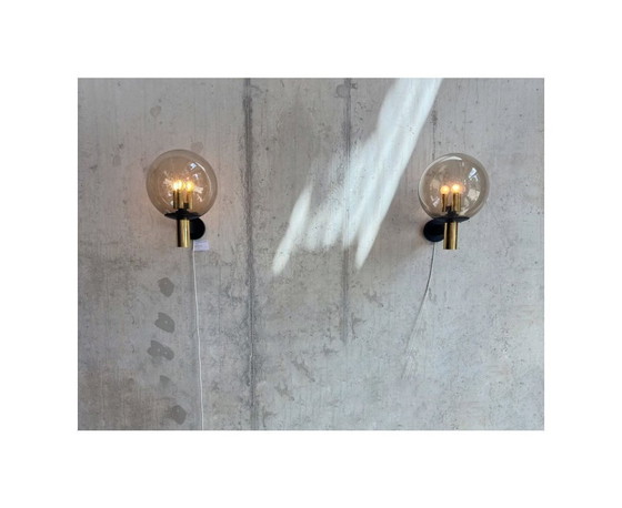 Image 1 of Raro conjunto de grandes apliques de pared, Glashütte Limburg, Alemania, década de 1970