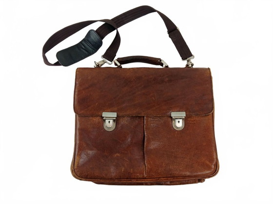 Image 1 of Vintage Leonhard Heyden Leren Brieventas / Laptoptas – Bruin