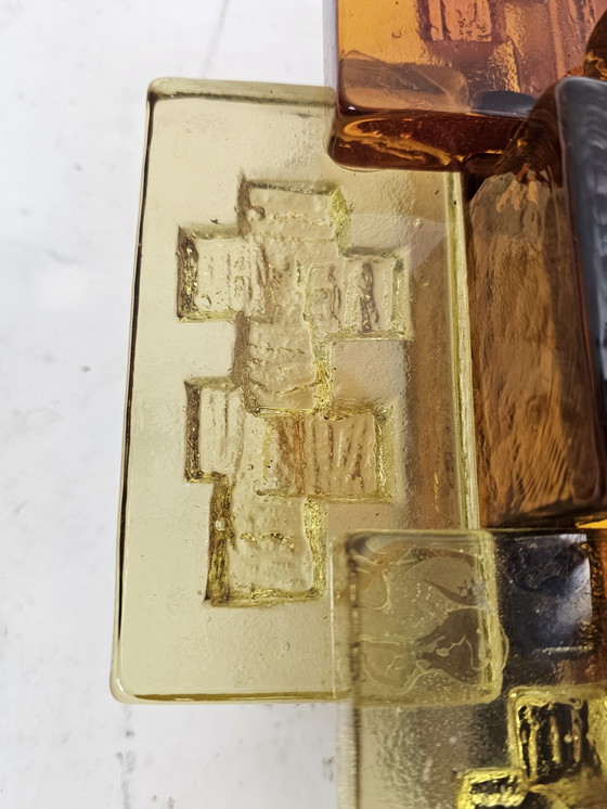 Image 1 of Conjunto de lámparas de pared de cristal ámbar Holm Sorensen Dinamarca