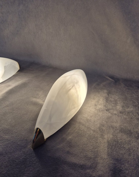 Image 1 of Coppia di lampade da parete vintage Näve Leuchten (1998) - Vetro smerigliato, dettagli in ottone, modello 1431