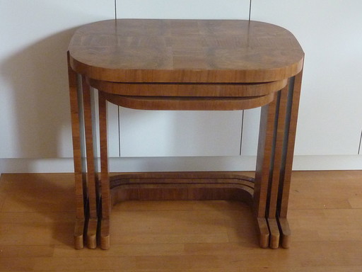 Art Deco, 3 Piece Set Side Tables, Walnut