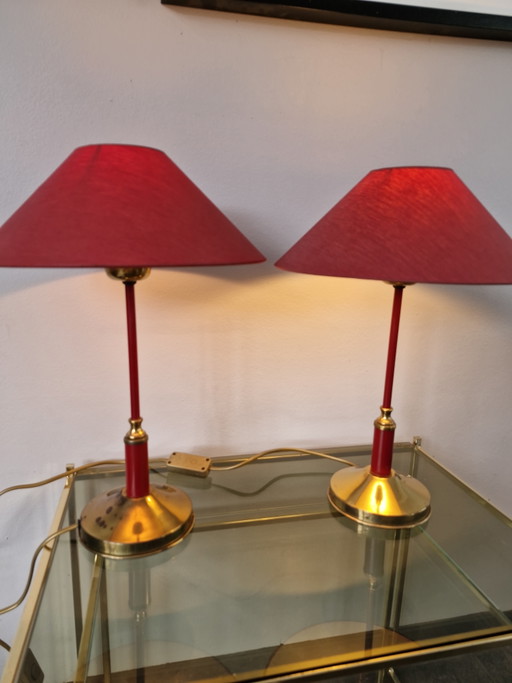 Ensemble de lampes de style Hollywood Regency – tafellampen, Metal, Textile