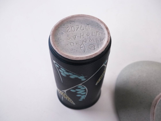 Image 1 of Set aus Keramikvase und Platte, dänisches Design, 1970er Jahre, Designer: N. Backhausen & P. ​​Brandborg, Hersteller: Søholm