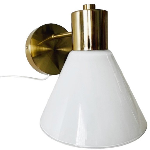 Lampe murale vintage Ikea verre laiteux doré