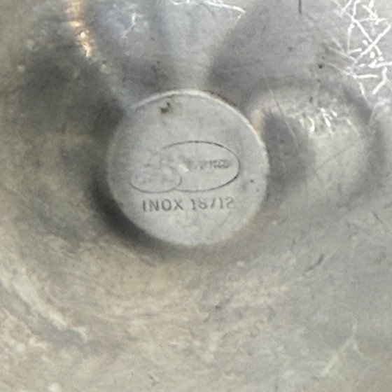 Image 1 of Set van 6 Italiaanse champagneglazen van roestvrij staal en messing uit het midden van de 20e eeuw, jaren 70.