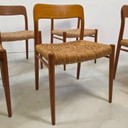 Set di 5 sedie da pranzo di Niels Møller, anni '70, in teak, design danese.