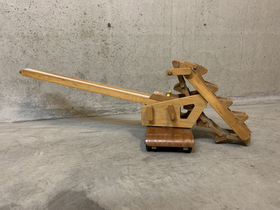 Image 1 of Échelle de Jacob vintage en bois avec tapis roulant. Friedrich Fröbel Werdau 1960