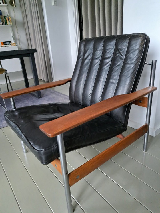 Vintage Dokka Fauteuil Sven Ivar Dysthe – Dokka Møbler, Leather, Metal (photo 4 of 8)