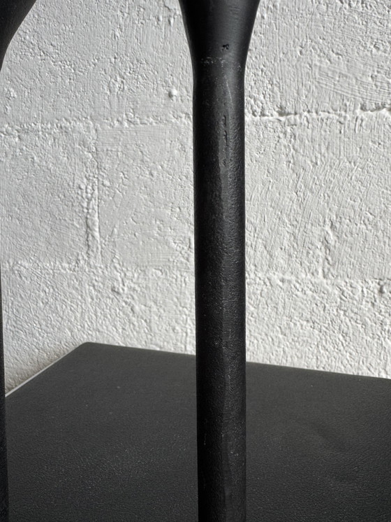 Image 1 of Black Memphis-style candlesticks from the 1980s