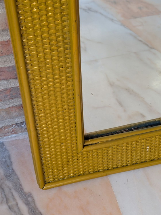 Specchio in vimini, Vetro, Rattan, Dorato (foto 10 di 11)