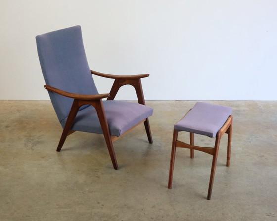 Image 1 of Fauteuil et ottoman vintage milieu du siècle, style lounge, milieu du siècle.