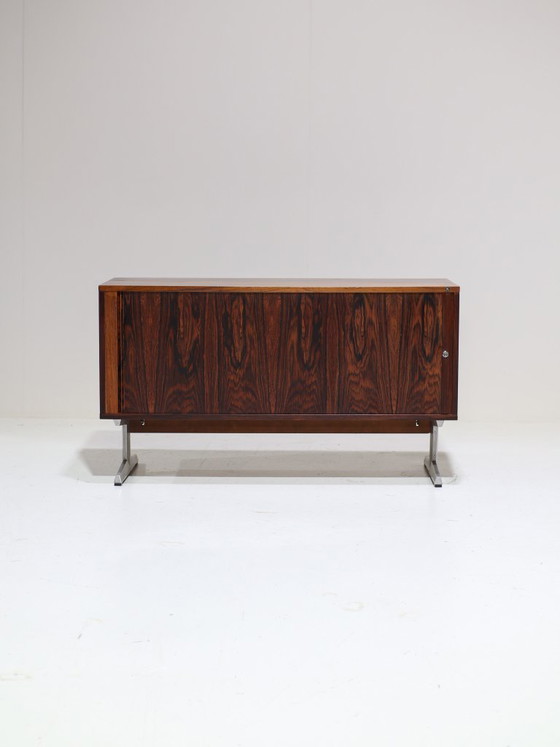 Mobile bar Nipu in palissandro con tamburo in metallo, stile danese vintage anni '60. – Wood (photo 3 of 14)
