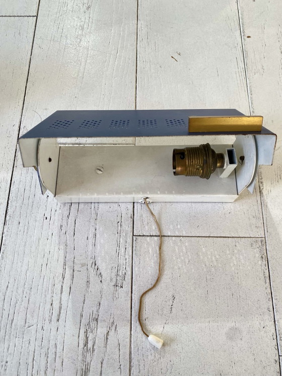 Paar 1950er Wandleuchten aus Metall, Blau (Foto 4 von 6)