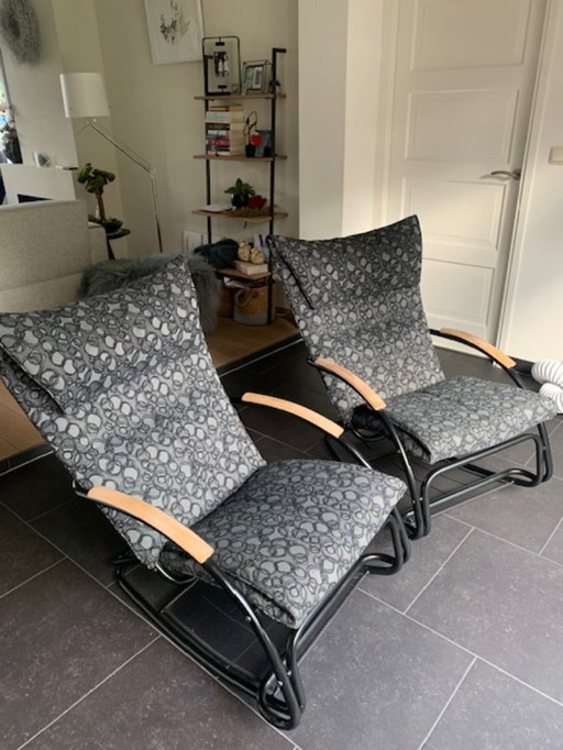 2 fauteuils inclinables à bascule d'époque