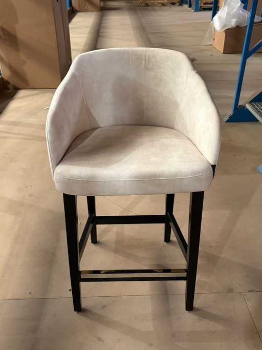 Counterstoel beige met zwarte poten 2 stuks – barkrukken, Wood