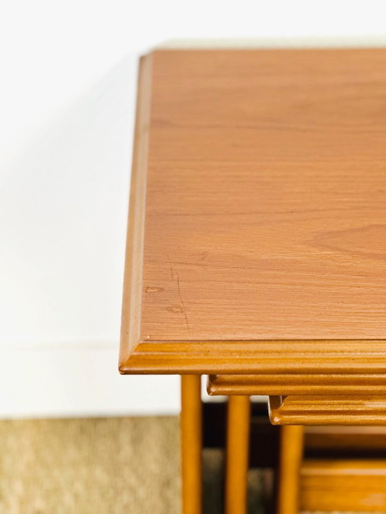 Image 1 of Set van 3 Scandinavische in elkaar passende salontafels van teakhout, 1960