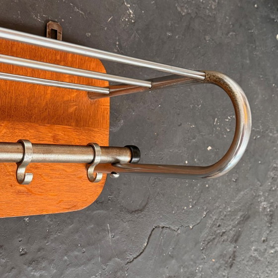Image 1 of Porte-manteau chromé/bois années 1960