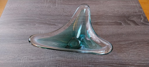 Very beautiful Bayel France Turquase crystal fruit bowl Turquase transparent