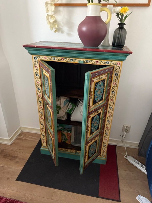 Hand-painted wooden cabinet from India