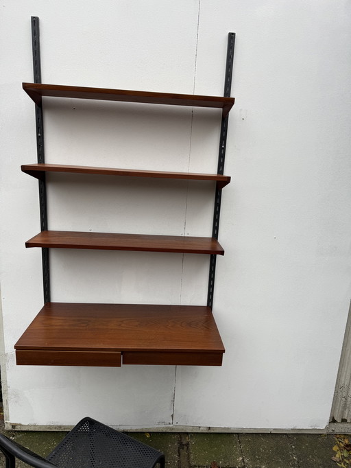 Juego de estantes de pared para escritorio de teca Kai Kristiansen de la década de 1960