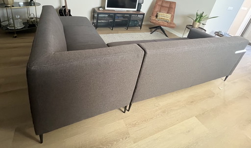 Hoekbank, Goossens, Cappuccino Kleur – hoekbanken, Textile, Metal