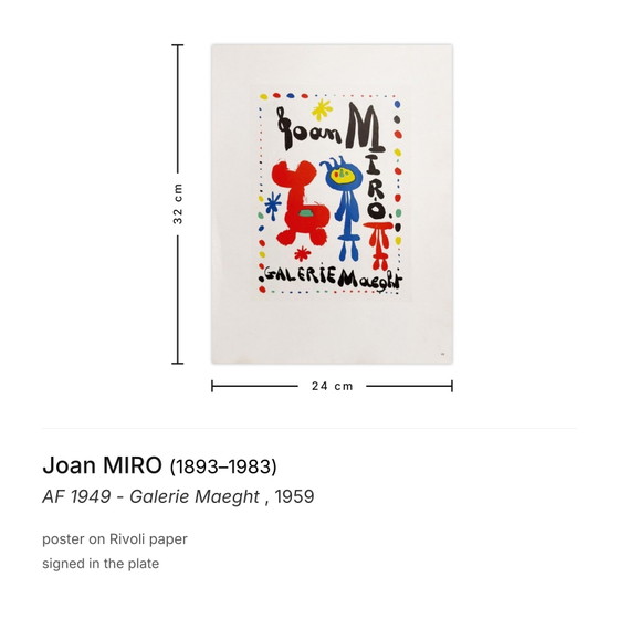 Image 1 of Joan MIRO AF 1949 - Póster Galerie Maeght 1959