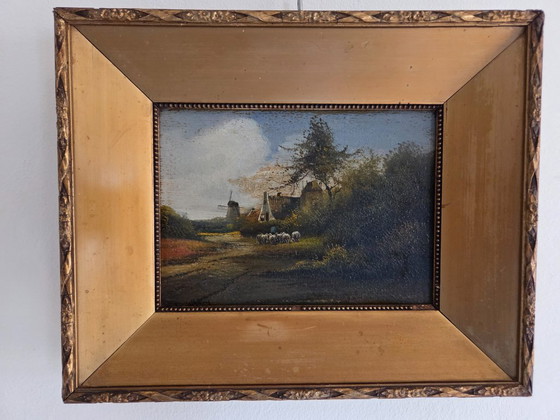 Zwei Landschaftsgemälde in goldenem Rahmen, Gemälde & Zeichnungen, Holz, Andere, Mehrfarbig, Klassiek (Foto 3 von 15)