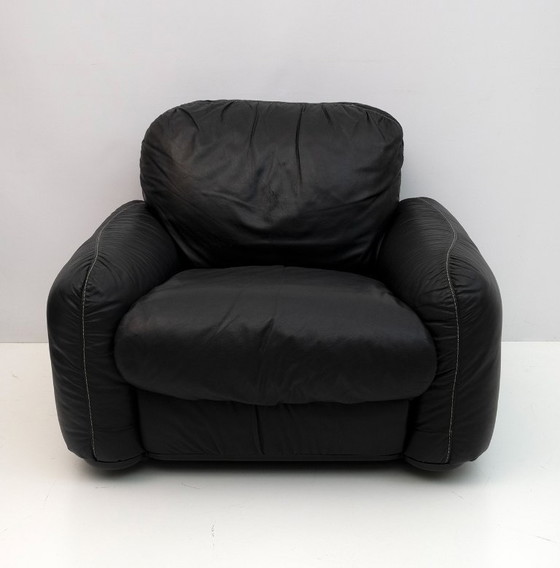 Image 1 of Paire de fauteuils en cuir italien Piumotto par Arrigo Arrighi pour Busnelli, 1970