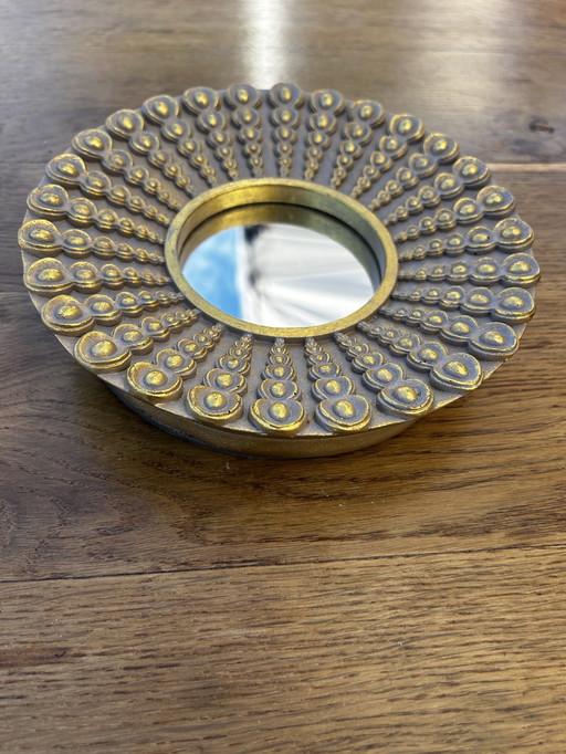 Miroir Rond Sculpté Style Baroque Doré