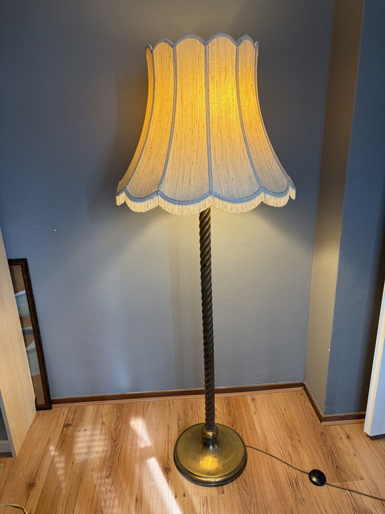 Vintage rope twist Floor light Hollywood Regency Italy – Textile, Brass (photo 2 of 8)