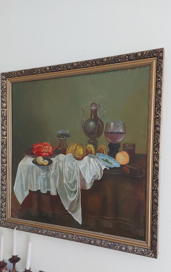 Image 1 of Groot klassiek stilleven, olieverfschilderij, 1999 – Ingelijst origineel kunstwerk