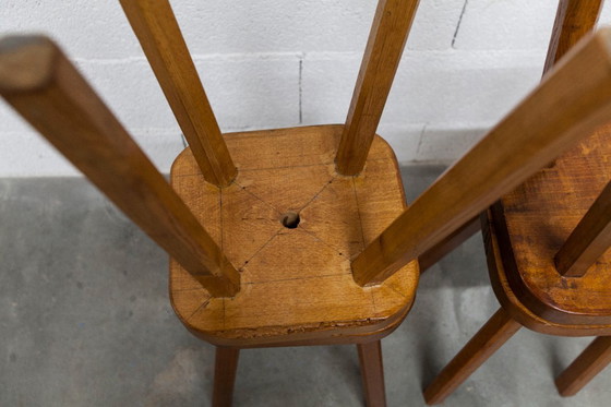 Image 1 of Set di 4 sgabelli brutalisti, fatti a mano, anni '60, design floreale