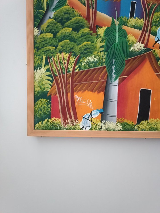 Image 1 of Oils on canvas, Caribbean Market Village, Felis Doyvi