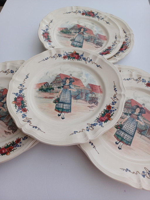 7 plates Sarreguemines 31.5 cm