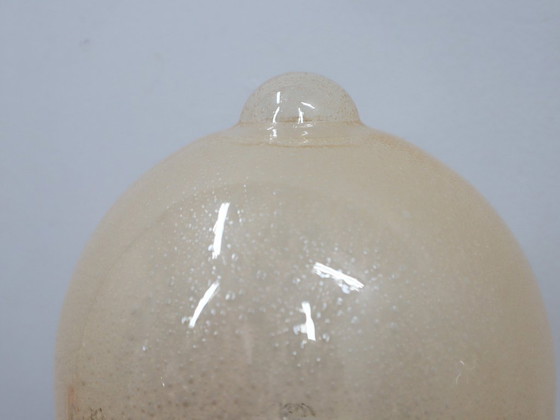 Image 1 of Paar La Murrina koepellampen uit de jaren 70, pulegoso glas en verguld messing