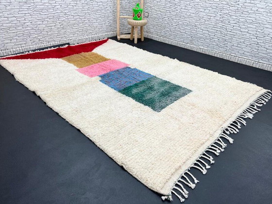 Image 1 of Handmade Beni Ourain rug: 3/2 m Authentic Moroccan wool rug, geometric design