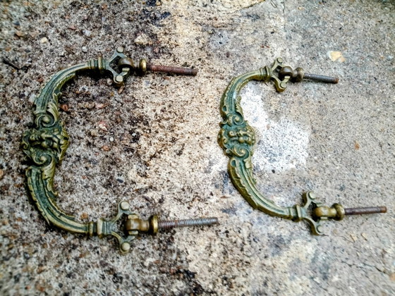 2 19th Century Bronze Mascaron Furniture Handles – Decorative Objects (photo 4 of 5)