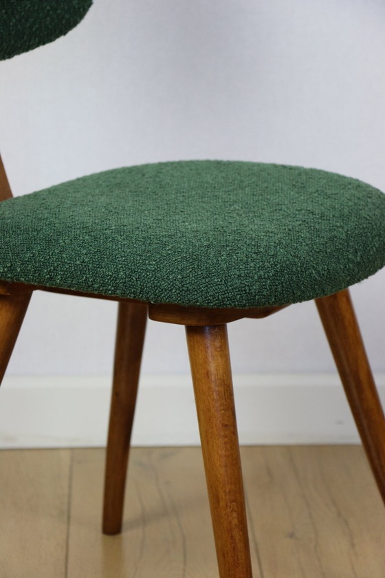 Image 1 of Vintage chair with green boucle backrest like Skoczek - set of 2 chairs