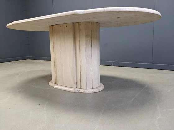 Image 1 of Tavolo da pranzo ovale in travertino vintage, anni '70