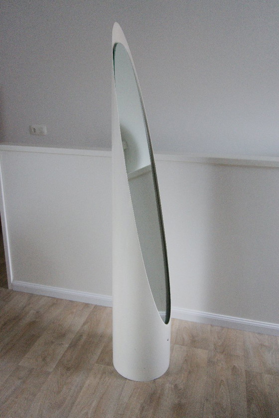 Image 1 of Roger Lecal „Lipstick“ Standspiegel, signiert Chabrières & Cie, Frankreich 1976 – Space Age Design Classic