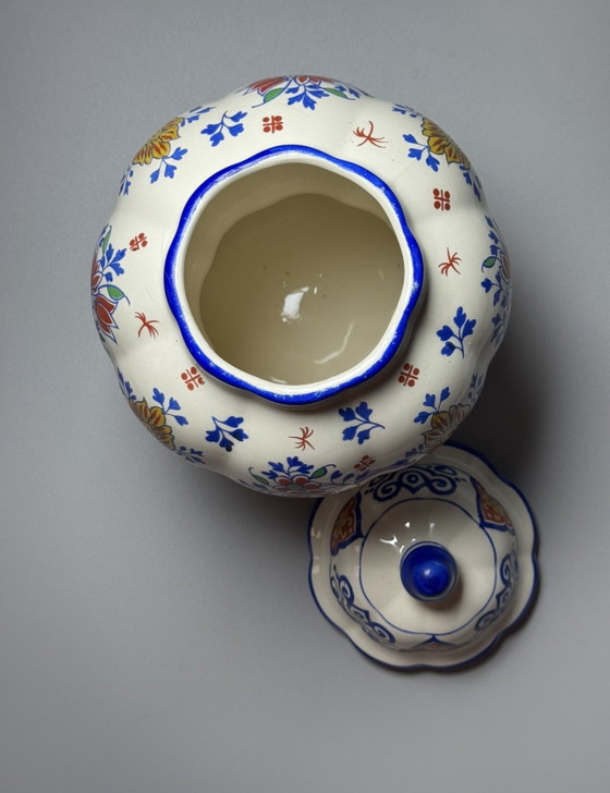 Image 1 of Boch Frères Keramis dekselpot van faience – Art Deco-periode – België, jaren dertig