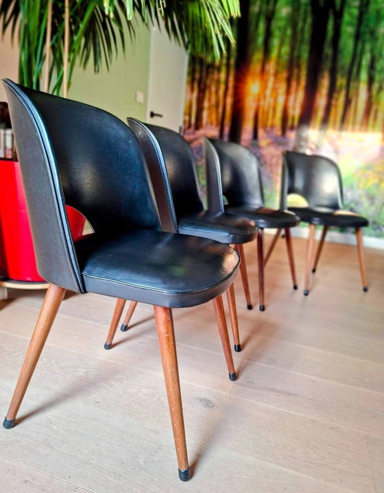 Image 1 of Set of 4 vintage dining room chairs from the 1950s