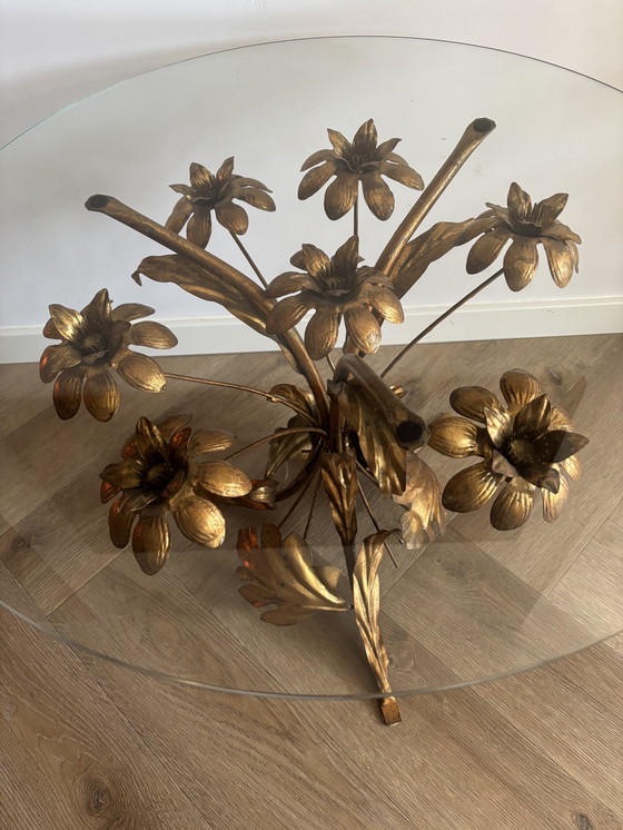 Image 1 of VINTAGE MESSING VERGULDE BIJZETTAFEL / SALONTAFEL HANS KÖGL