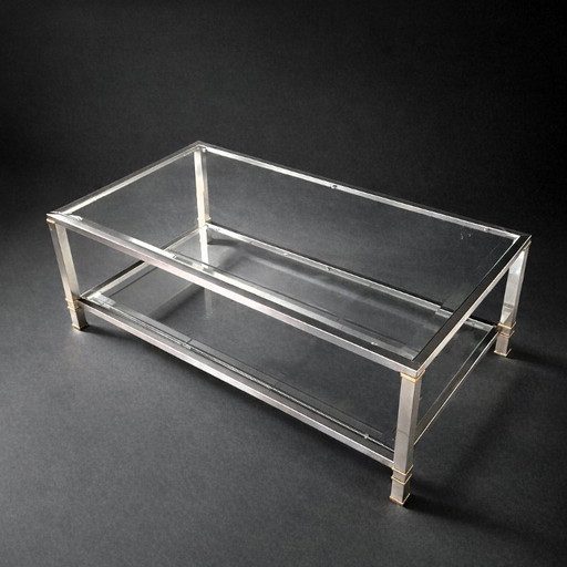 Couchtisch – Messing & facettiertes Glas