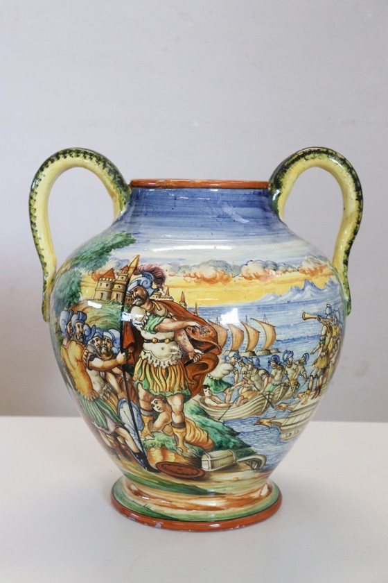 Image 1 of Ceramic Vase with Classical Decoration, Florence Italy 1980s