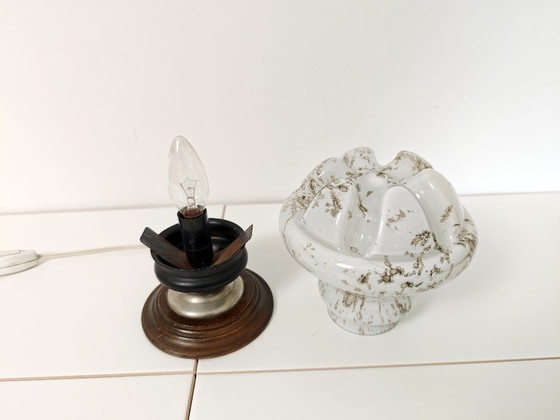 Image 1 of Lampada da tavolo in vetro a bolle d'aria vintage / Lampada da comodino moderna di metà secolo / Luce da comodino retrò degli an