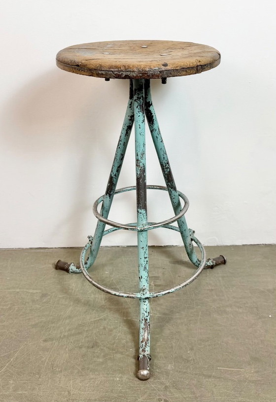 Image 1 of Green Industrial Workshop Stool, 1960s