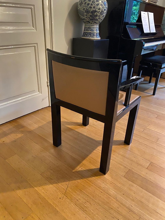 Image 1 of Sedie da pranzo e4 in legno laccato nero, design Herman Zeekaf