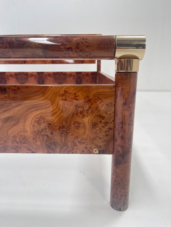 Image 1 of Cadre de lit vintage italien moderne en bois de ronce