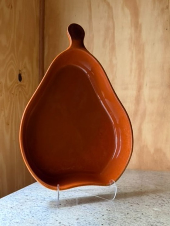 Vintage BCI Bretagne France Pear Shaped Baking Dish - Burnt Orange Glazed Ceramic - French Country Kitchen (photo 3 of 19)
